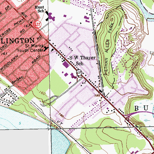 Topographic Map of Ethan Allen Shopping Center, VT