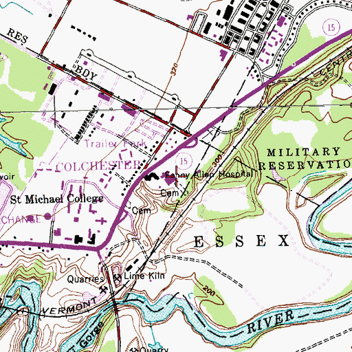 Topographic Map of Fanny Allen Hospital Library, VT