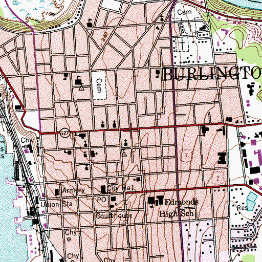 Topographic Map of First United Methodist Church, VT