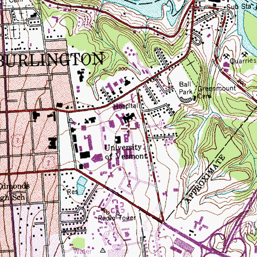 Topographic Map of University of Vermont Medical Center, VT