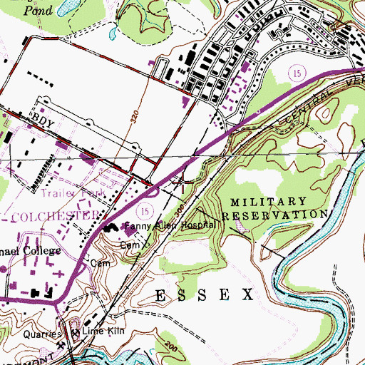 Topographic Map of Fort Ethan Allen Cemetery, VT