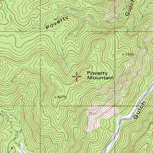 Topographic Map of Poverty Mountain, CO