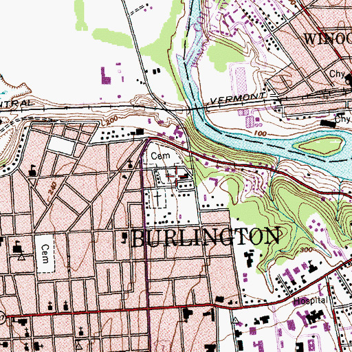 Topographic Map of Greenmount Cemetery, VT