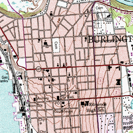 Topographic Map of Head of Church Street Historic District, VT