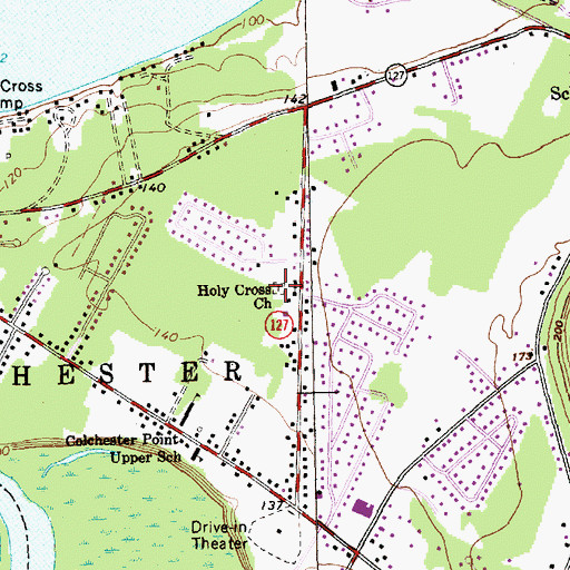 Topographic Map of Holy Cross Cemetery, VT