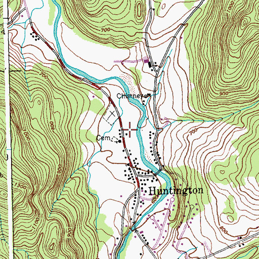 Topographic Map of Huntington Public Library, VT