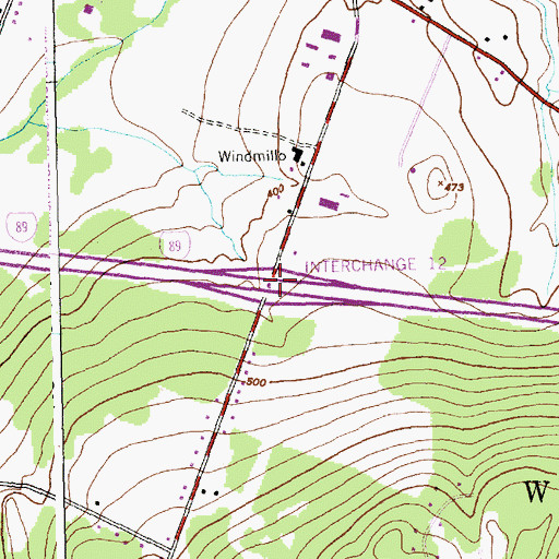 Topographic Map of Interchange 12, VT