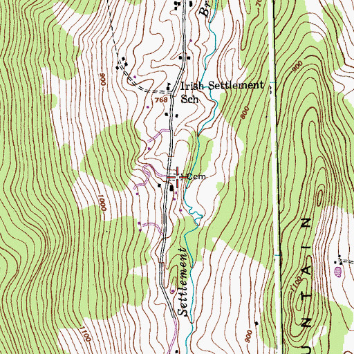 Topographic Map of Irish Settlement Cemetery, VT