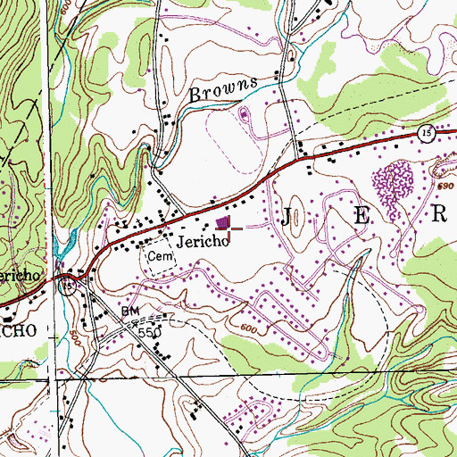 Topographic Map of Jericho Elementary School, VT