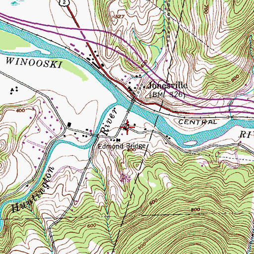 Topographic Map of Jonesville Academy, VT