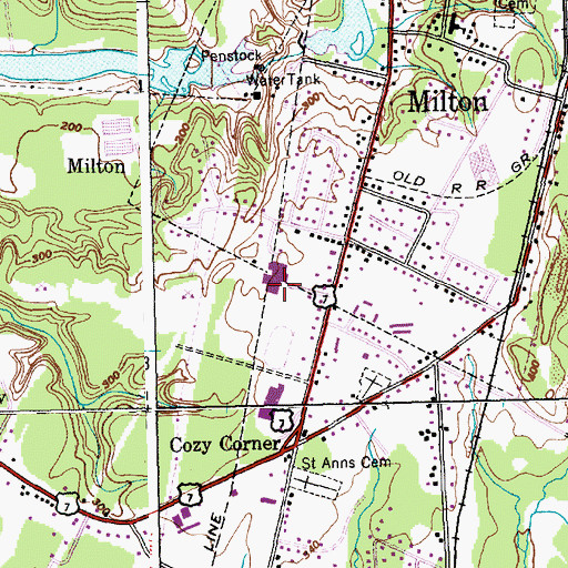 Topographic Map of Milton Middle / High School, VT