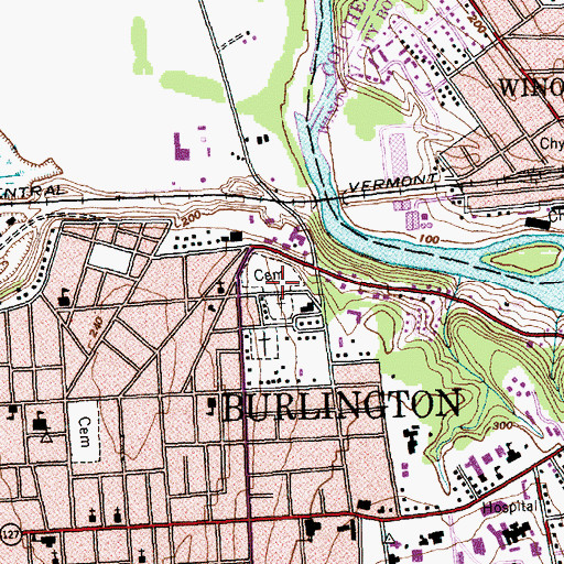 Topographic Map of Mount Calvary Cemetery, VT