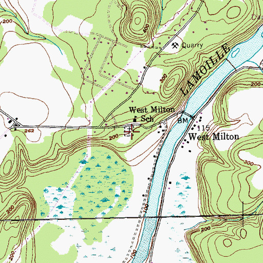 Topographic Map of New West Milton Cemetery, VT
