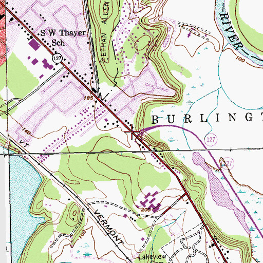 Topographic Map of North Avenue Alliance Church, VT