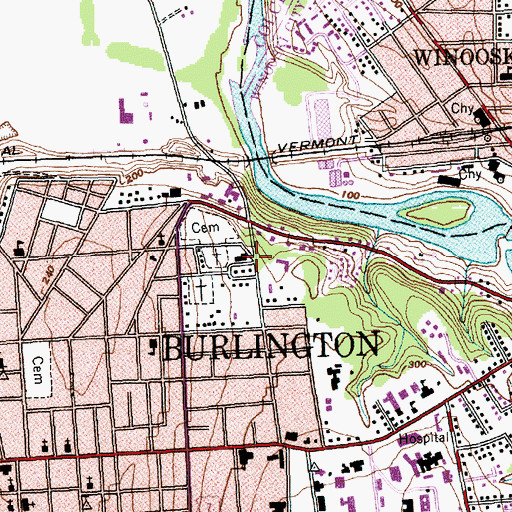Topographic Map of Ohavi Zedek Synagogue, VT