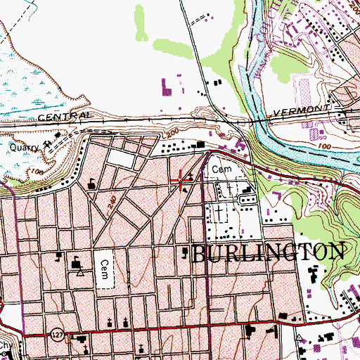 Topographic Map of Old Ohavi Zedex Synagogue, VT