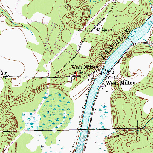 Topographic Map of Old West Milton Cemetery, VT