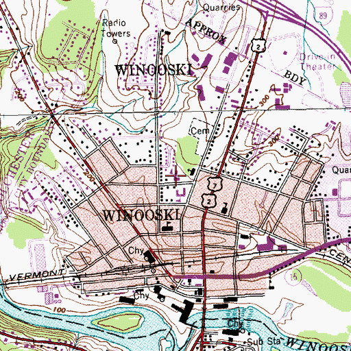 Topographic Map of Saint Francis Xavier School, VT