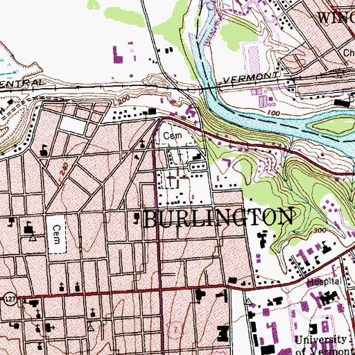 Topographic Map of Saint Joseph Cemetery, VT