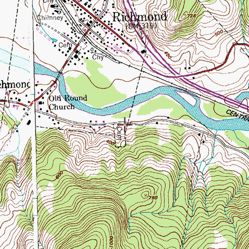 Topographic Map of Saint Marys Cemetery, VT