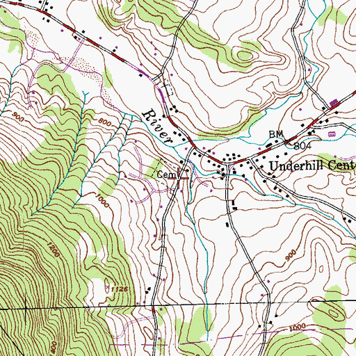 Topographic Map of Saint Thomas Cemetery, VT