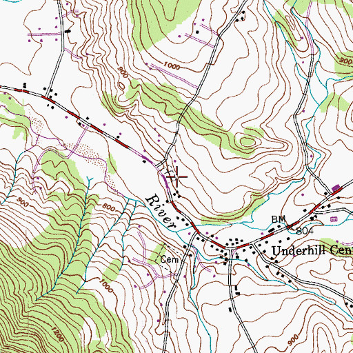 Topographic Map of Sand Hill Cemetery, VT