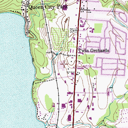Topographic Map of Shelburne Bay Plaza Shopping Center, VT