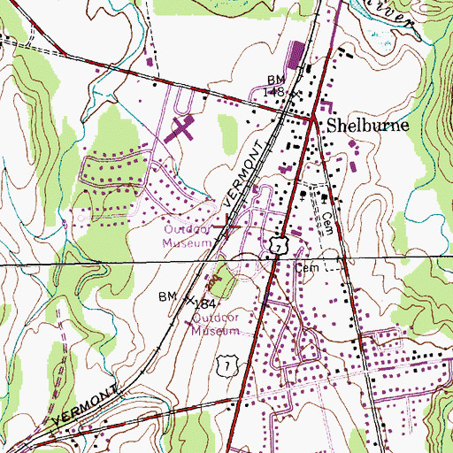 Topographic Map of Shelburne Museum, VT