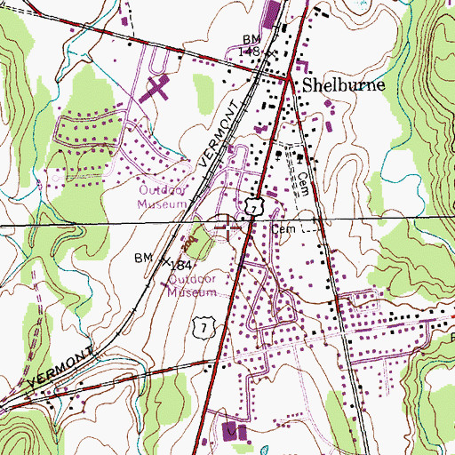Topographic Map of Shelburne Museum Research Library, VT