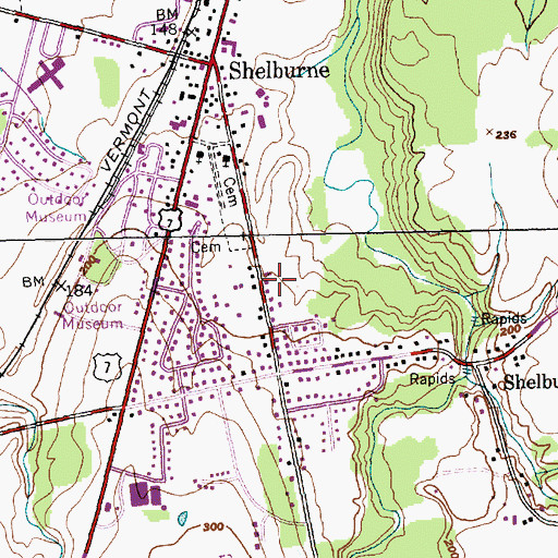 Topographic Map of Shelburne Post Office, VT