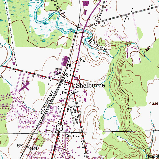 Topographic Map of Shelburne Shopping Park Shopping Center, VT