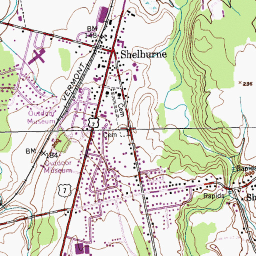 Topographic Map of Shelburne Village Cemetery, VT