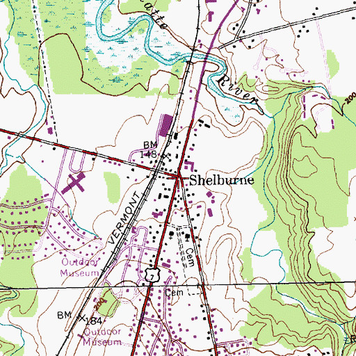 Topographic Map of Shelburne Village Historic District, VT