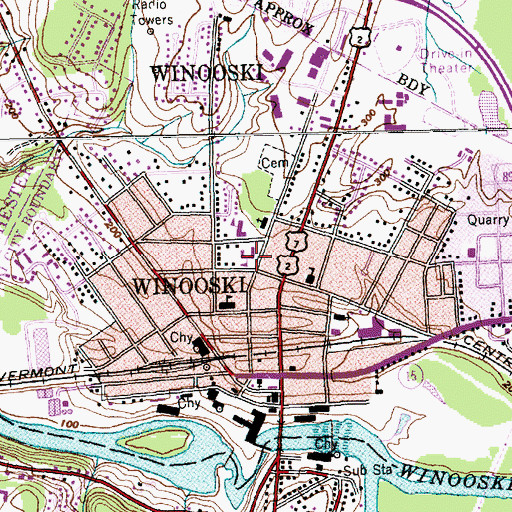 Topographic Map of Sisters of Providence Church, VT