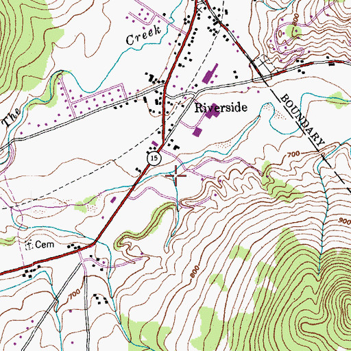Topographic Map of South Hill Riverside Campground, VT