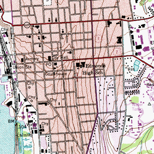 Topographic Map of South Union Street Historic District, VT