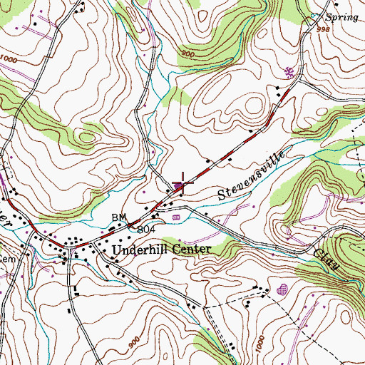 Topographic Map of Underhill Central School, VT