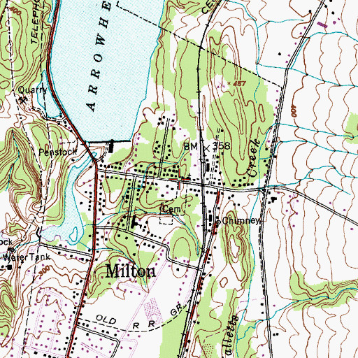 Topographic Map of United Church of Milton, VT