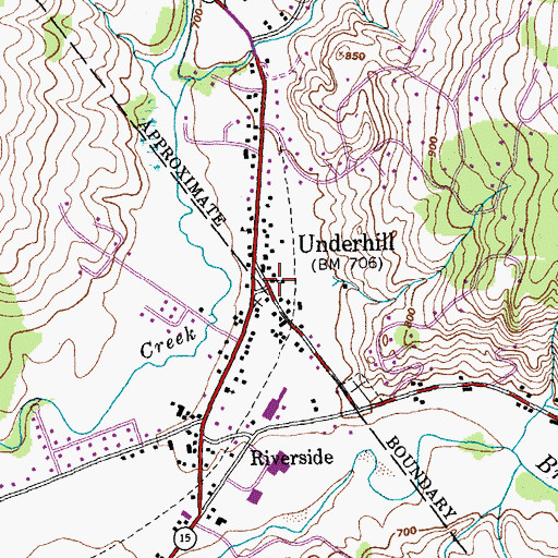 Topographic Map of United Church of Underhill, VT