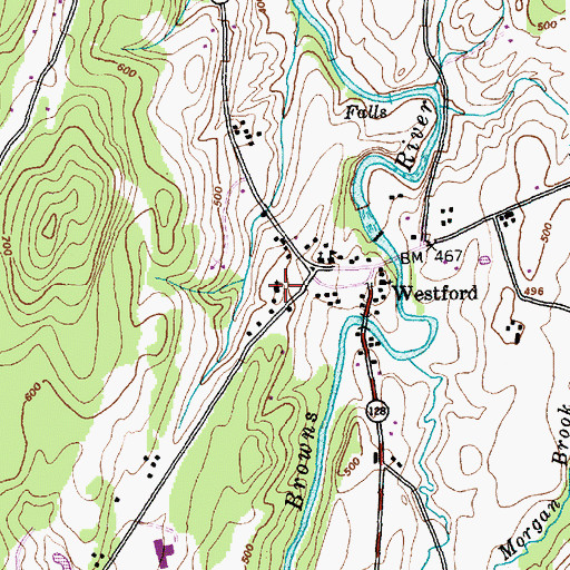 Topographic Map of United Church of Westford, VT