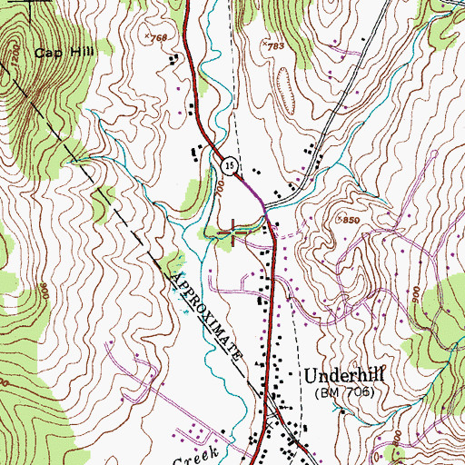 Topographic Map of Waters Memorial Library, VT