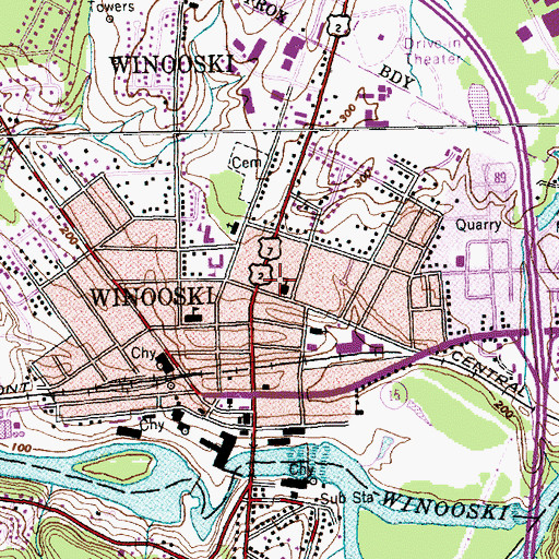 Topographic Map of Winooski Memorial Library, VT