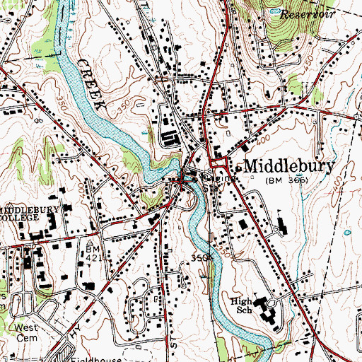 Topographic Map of Vermont State Craft Center at Frog Hollow, VT