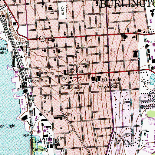 Topographic Map of Courthouse Plaza, VT