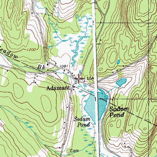 Topographic Map of Adamant Post Office, VT