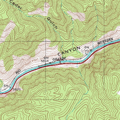 Topographic Map of Cedar Gulch, CO
