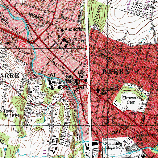 Topographic Map of Alrich Public Library, VT