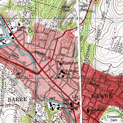 Topographic Map of Barre Auditorium, VT