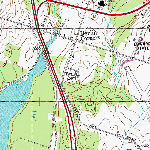 Topographic Map of Berlin Cemetery, VT