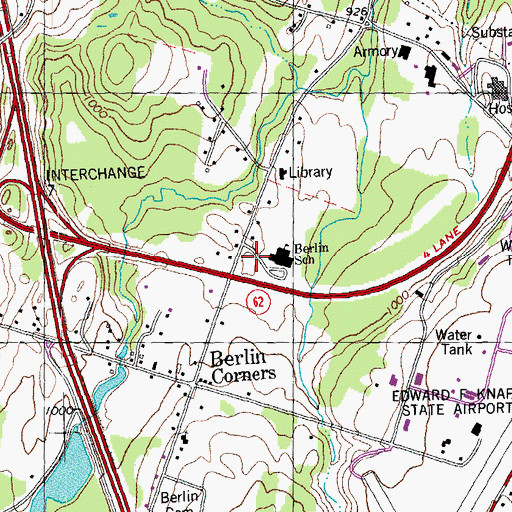 Topographic Map of Berlin Volunteer Fire Department - Berlin Corner Station, VT